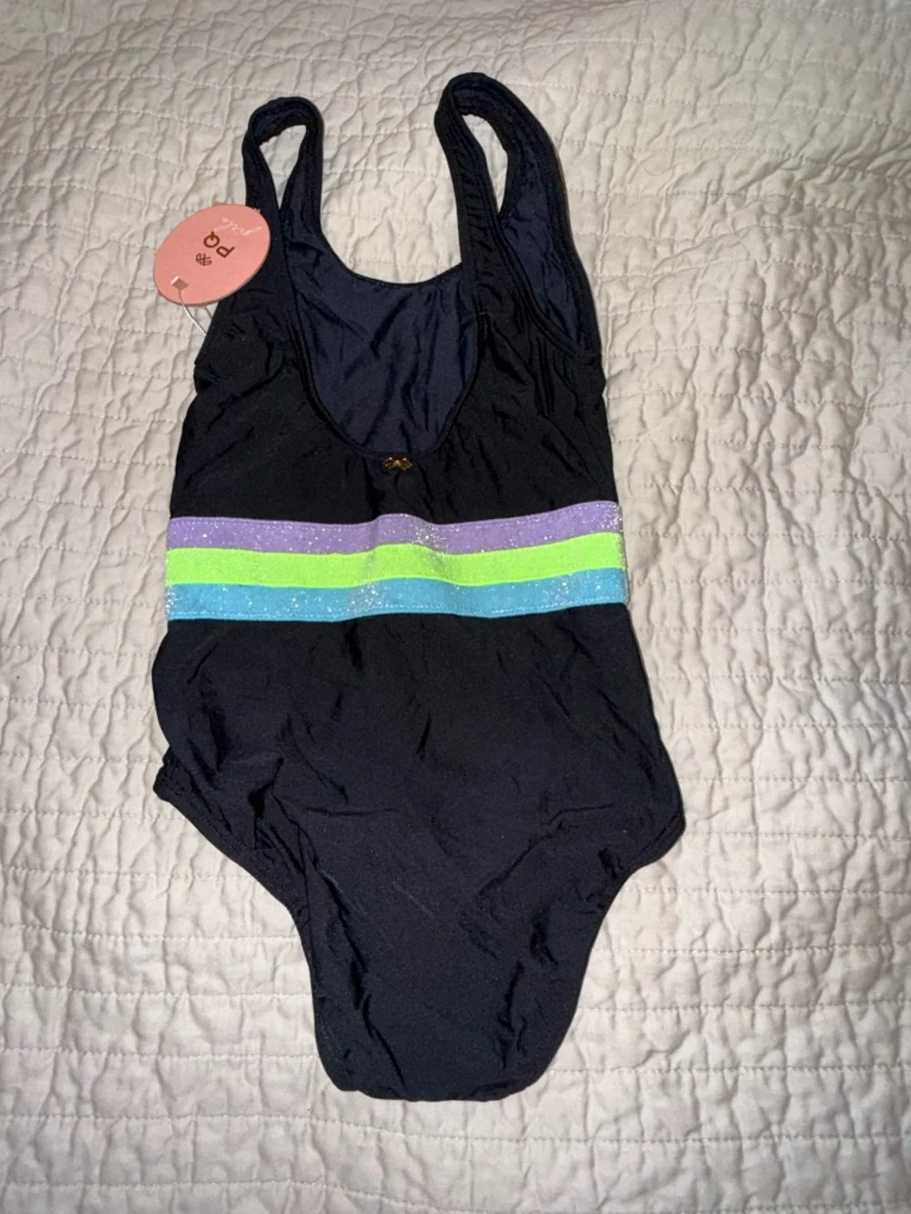 PQ SWIM girls size 2 midnight elastic one piece swimsuit midnight